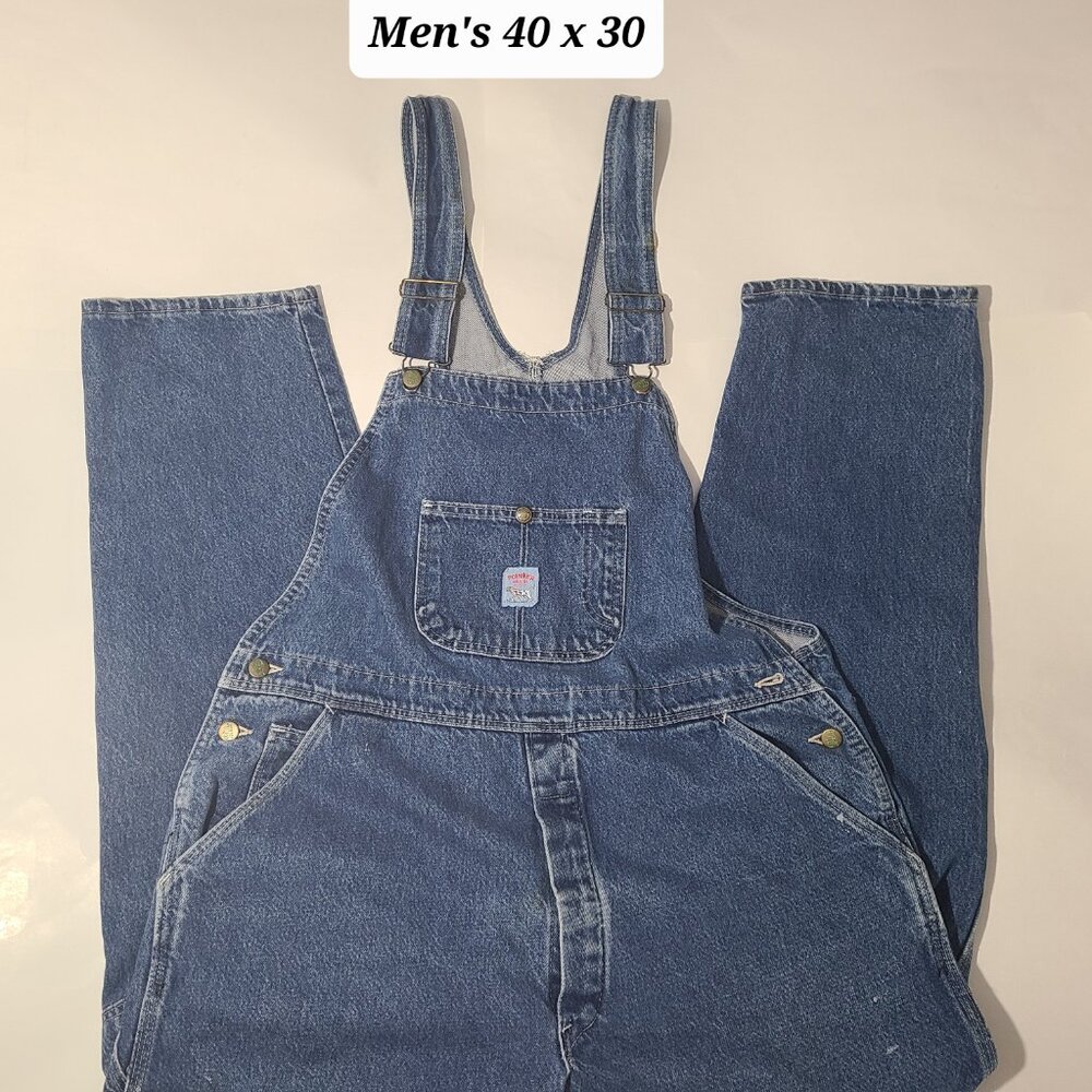 Vintage Pointer Brand Denim Bibbed Overalls Size 40 x 30 Made in USA
